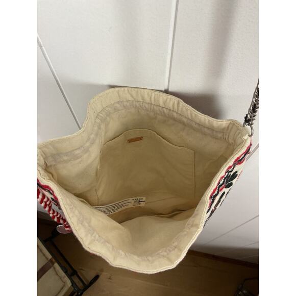 Free People Boho Crossbody Embroidered Cinch Top Bag with Chain Strap - Picture 9 of 10